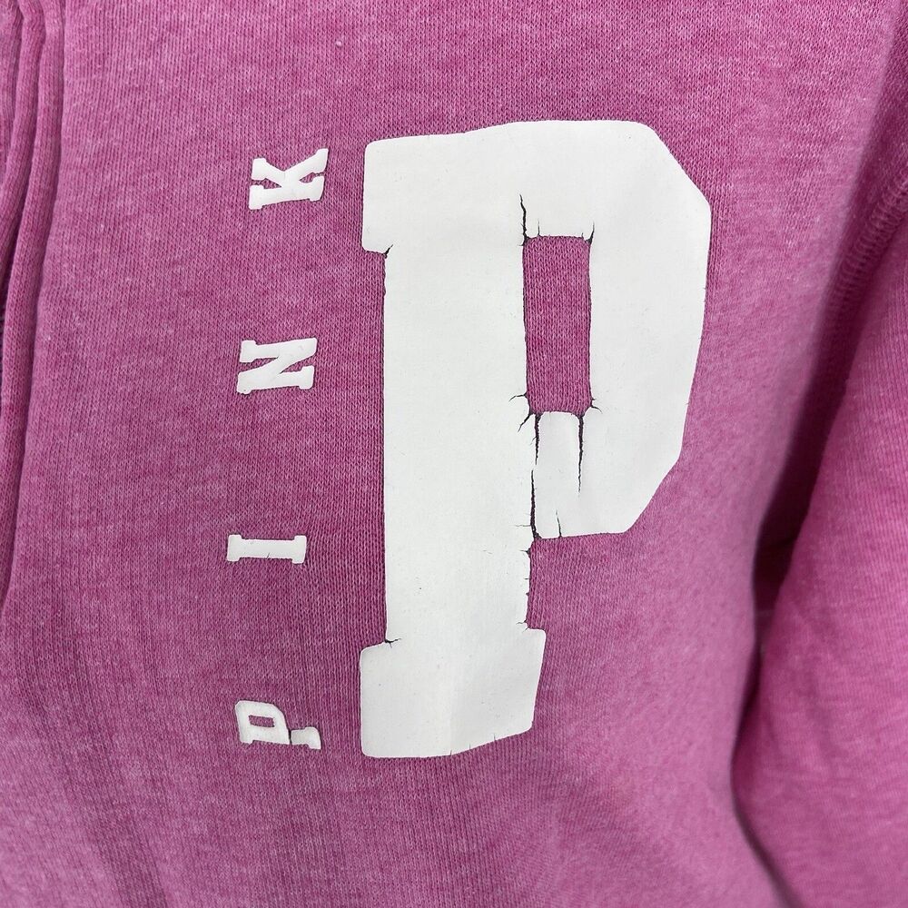 Pink Victoria's Secret 1/2 Zip Sweatshirt Pullover Women's Small S Graphic Pink - Picture 2 of 6